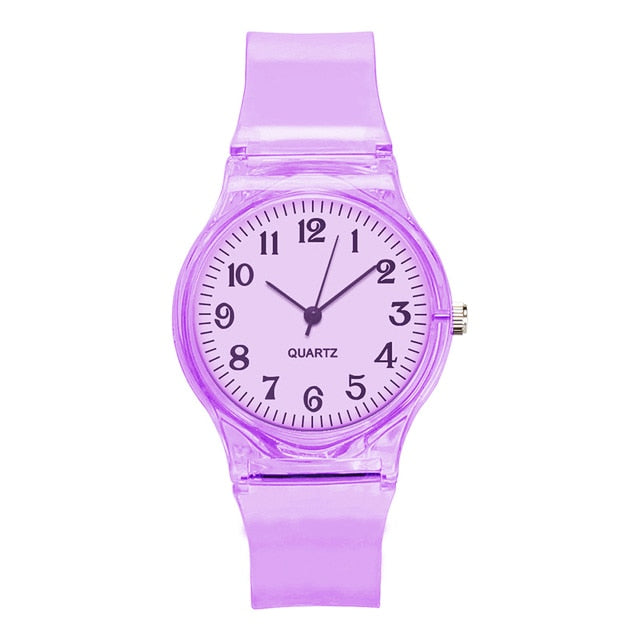 Colorful Children Watch Simple Applicable Transparent Student Watch Factory Wholesale Relógios Para Estudantes