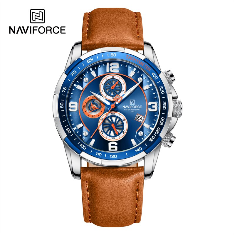 2022 Top Brand Luxury NAVIFORCE Fashion Watch For Men Multifuncional Sport Luminous Mans Quartz Leather Leather Watches Relógio masculino