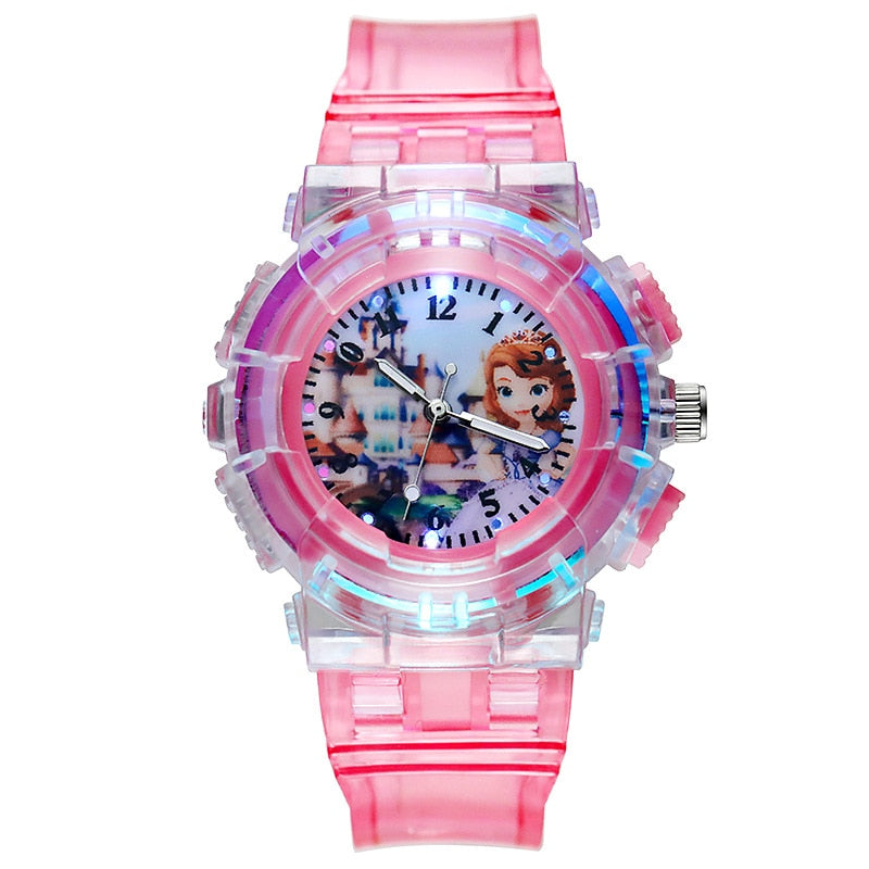 Disney Frozen Kids Watches Spiderman Colorful Light Source Watches Boys Girls Children Party Gift Wristwatch Ladies Watch