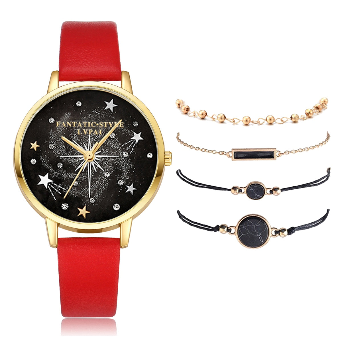 Lvpai marca 5 pçs moda nova pulseira relógio conjunto cristal strass mulheres senhoras relógios de pulso relógios senhoras relogio feminino reloj