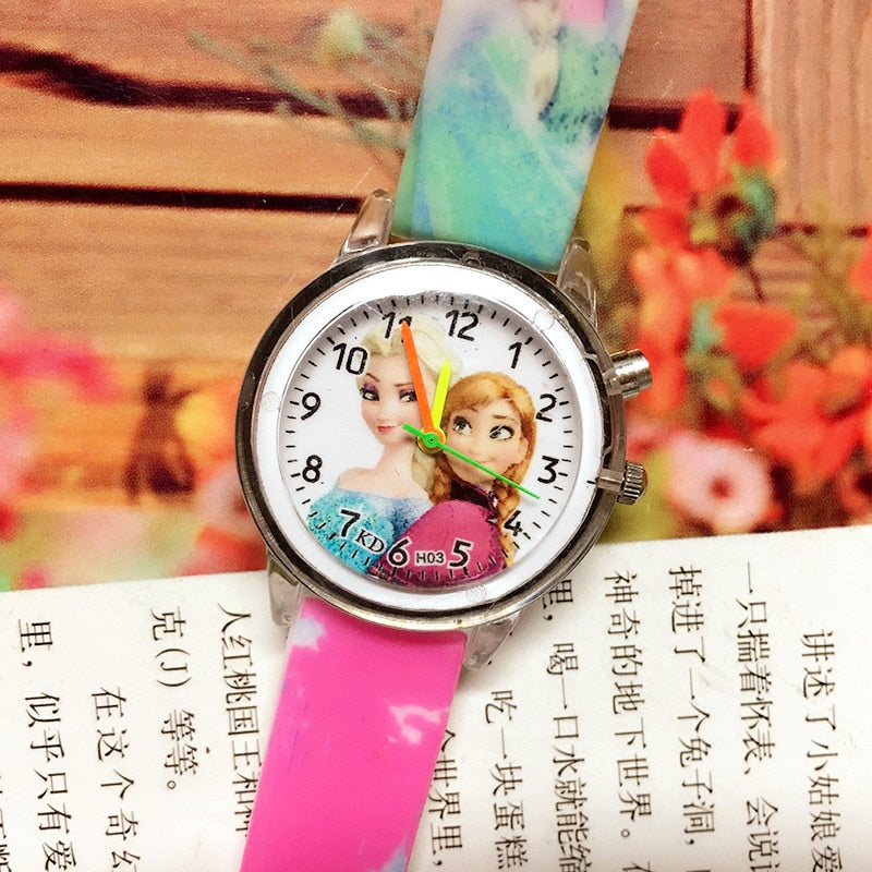 Disney Frozen Kids Watches Spiderman Colorful Light Source Watches Boys Girls Children Party Gift Wristwatch Ladies Watch