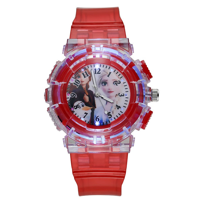 Disney Frozen Kids Watches Spiderman Colorful Light Source Watches Boys Girls Children Party Gift Wristwatch Ladies Watch