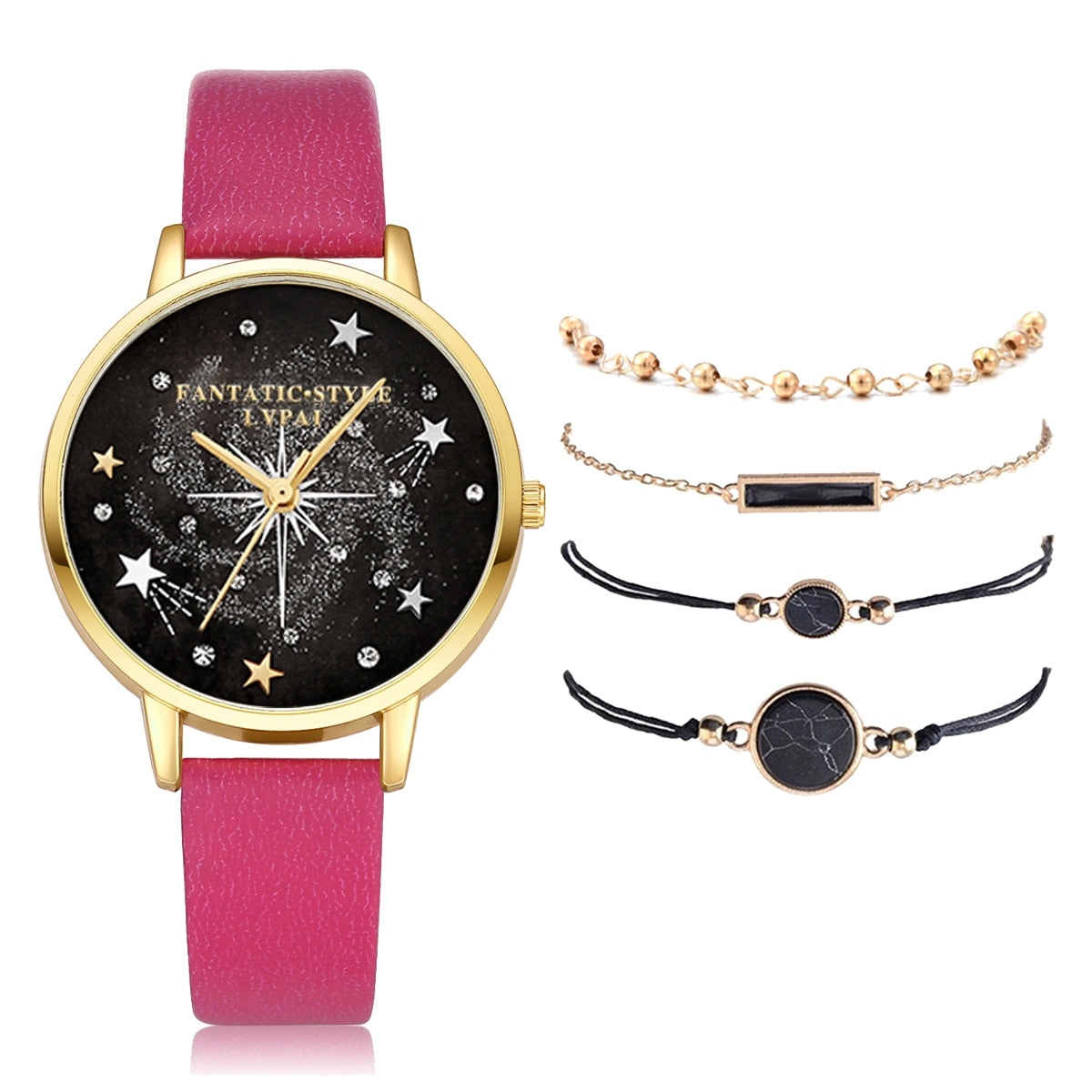 Lvpai marca 5 pçs moda nova pulseira relógio conjunto cristal strass mulheres senhoras relógios de pulso relógios senhoras relogio feminino reloj