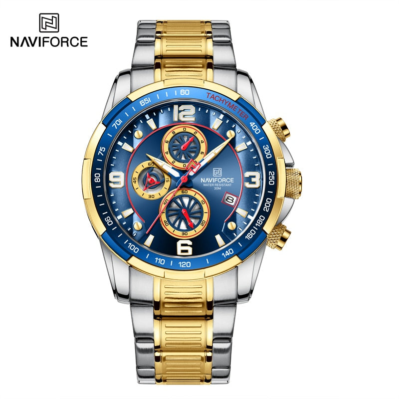 2022 NAVIFORCE Business Men Watch inoxidável à prova d'água Date Sport Quartz Watch For Men Steel Strap Relógio masculino