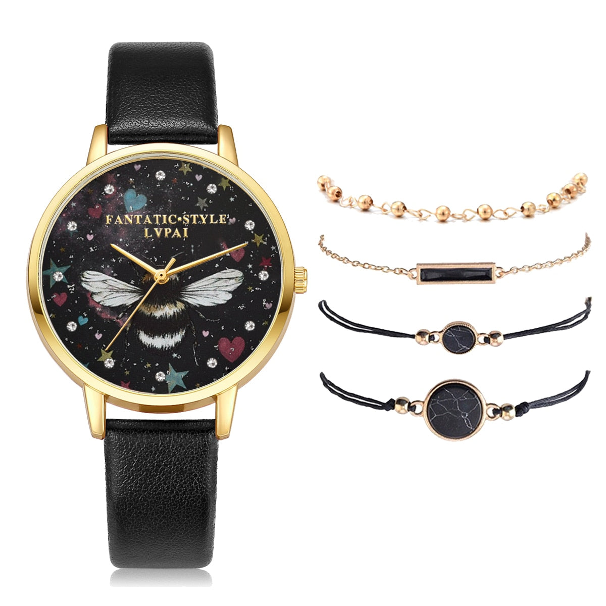 Lvpai marca 5 pçs moda nova pulseira relógio conjunto cristal strass mulheres senhoras relógios de pulso relógios senhoras relogio feminino reloj