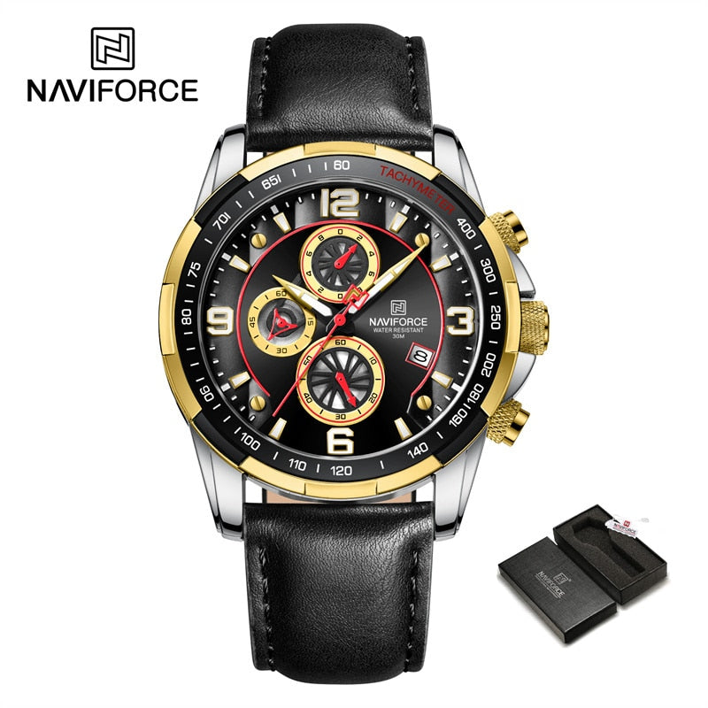 2022 Top Brand Luxury NAVIFORCE Fashion Watch For Men Multifuncional Sport Luminous Mans Quartz Leather Leather Watches Relógio masculino