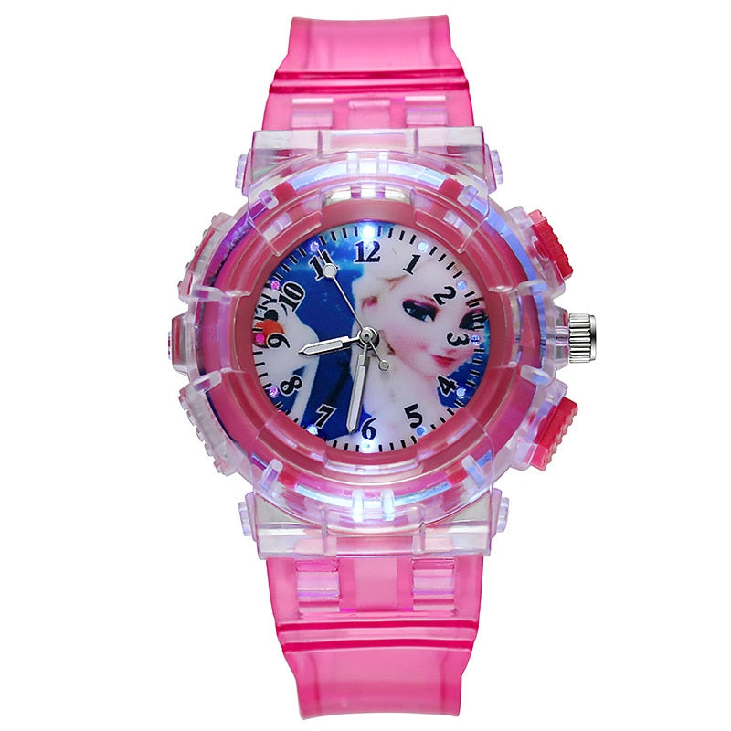 Disney Frozen Kids Watches Spiderman Colorful Light Source Watches Boys Girls Children Party Gift Wristwatch Ladies Watch