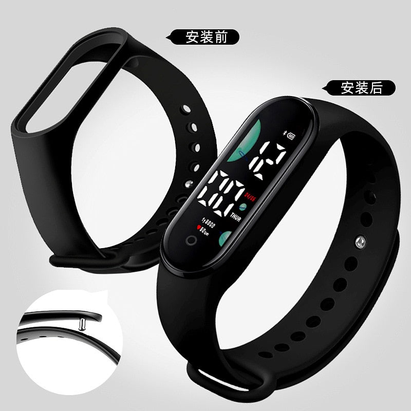 Tela sensível ao toque LED para esportes ao ar livre, crianças, relógio eletrônico, mulheres, homens, pulseira de silicone, Wirstwatch, relógio de estudante, relógio à prova d'água