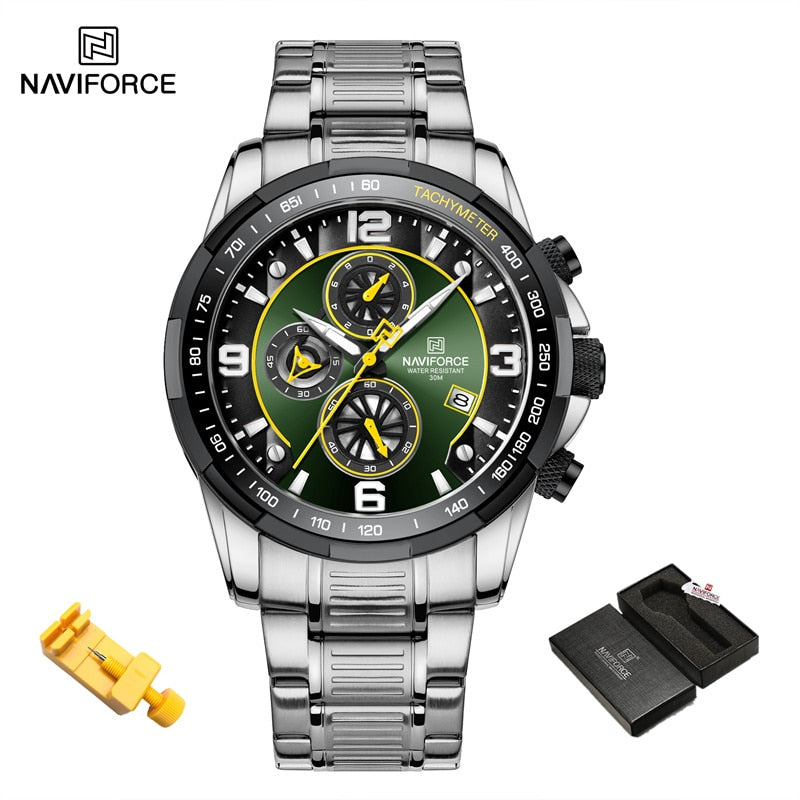 2022 NAVIFORCE Business Men Watch inoxidável à prova d'água Date Sport Quartz Watch For Men Steel Strap Relógio masculino