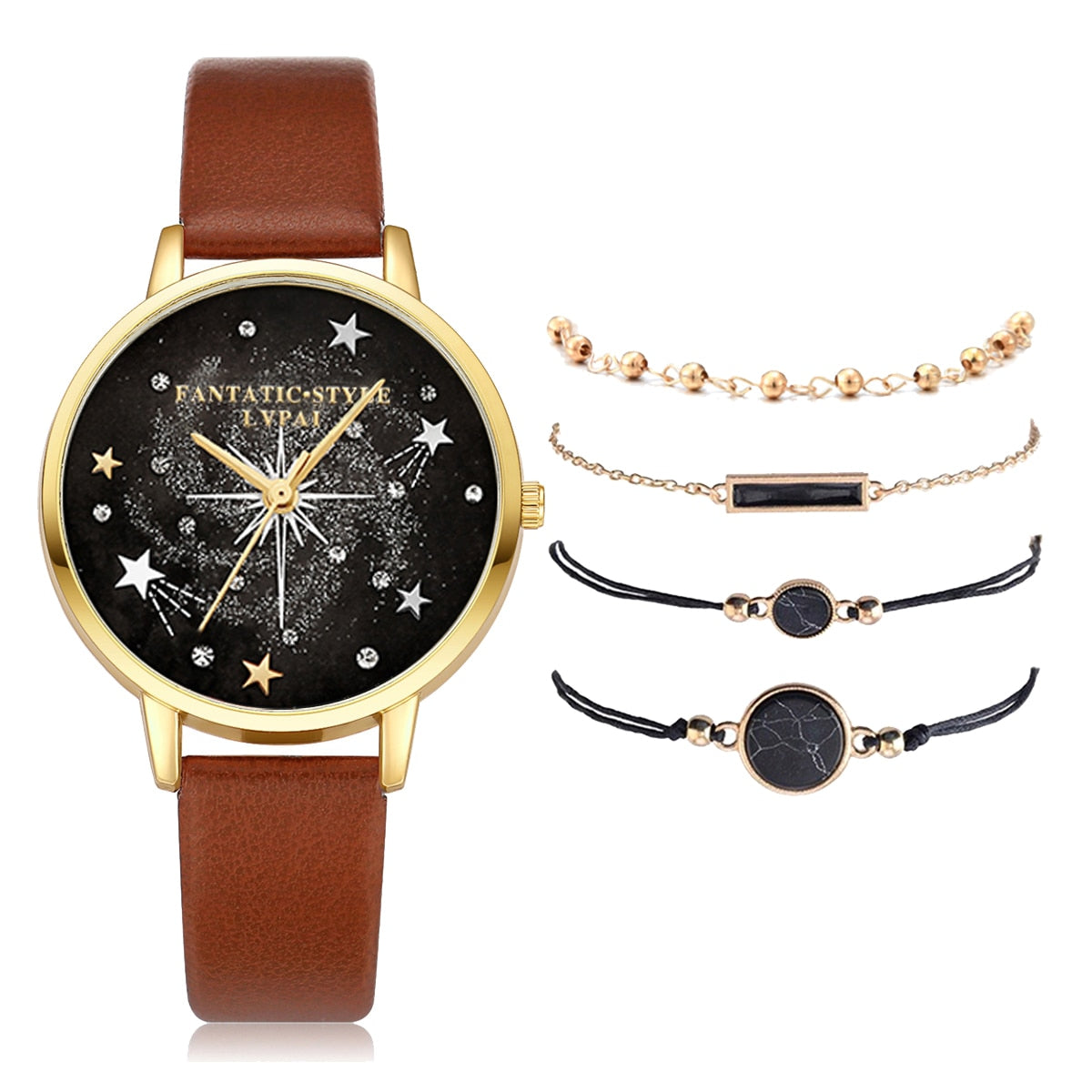 Lvpai marca 5 pçs moda nova pulseira relógio conjunto cristal strass mulheres senhoras relógios de pulso relógios senhoras relogio feminino reloj