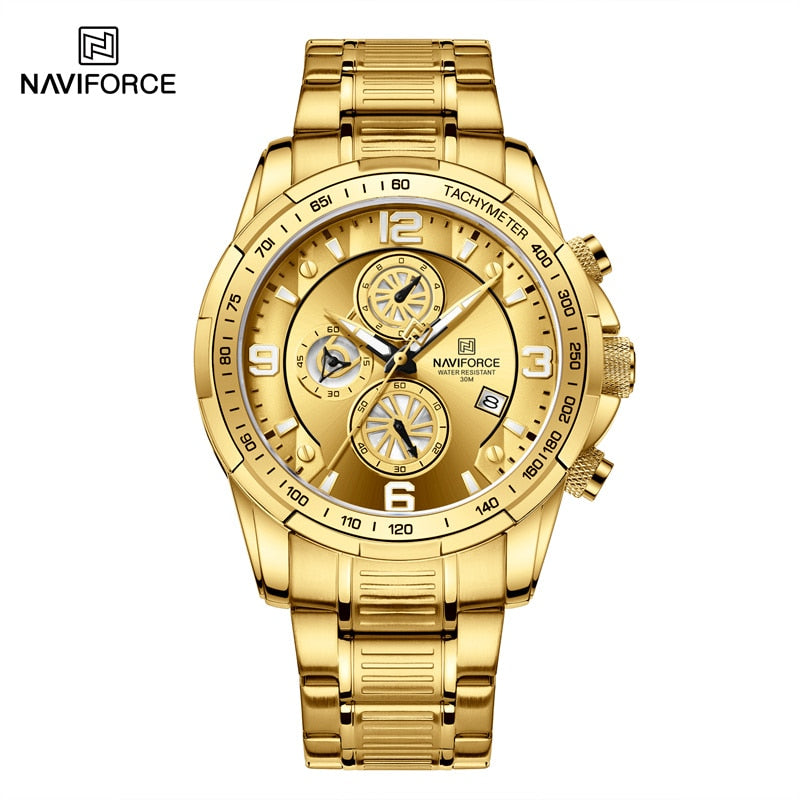 2022 NAVIFORCE Business Men Watch inoxidável à prova d'água Date Sport Quartz Watch For Men Steel Strap Relógio masculino