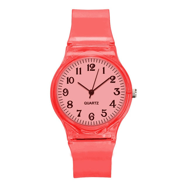 Colorful Children Watch Simple Applicable Transparent Student Watch Factory Wholesale Relógios Para Estudantes