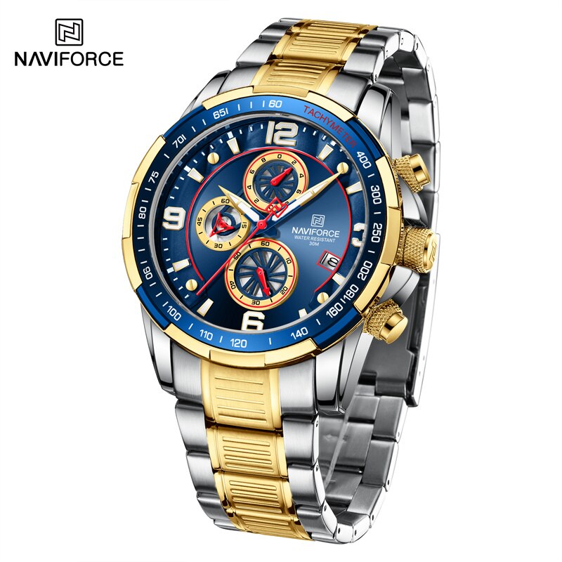 2022 NAVIFORCE Business Men Watch inoxidável à prova d'água Date Sport Quartz Watch For Men Steel Strap Relógio masculino