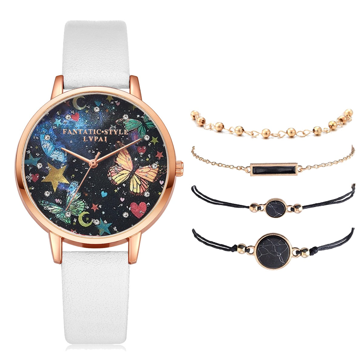 Lvpai marca 5 pçs moda nova pulseira relógio conjunto cristal strass mulheres senhoras relógios de pulso relógios senhoras relogio feminino reloj