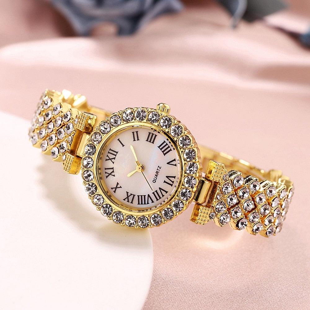 Pulseira feminina Relógios Cinto de aço Amor Cinto de aço Strass Relógio de pulso de quartzo Relógio de moda de luxo para mulheres Relógio feminino