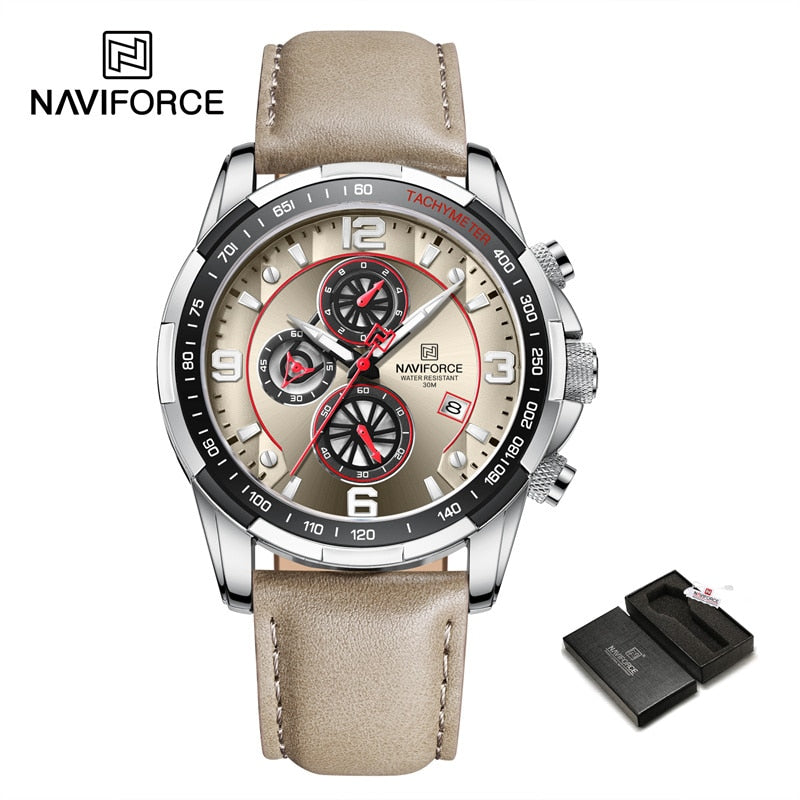 2022 Top Brand Luxury NAVIFORCE Fashion Watch For Men Multifuncional Sport Luminous Mans Quartz Leather Leather Watches Relógio masculino