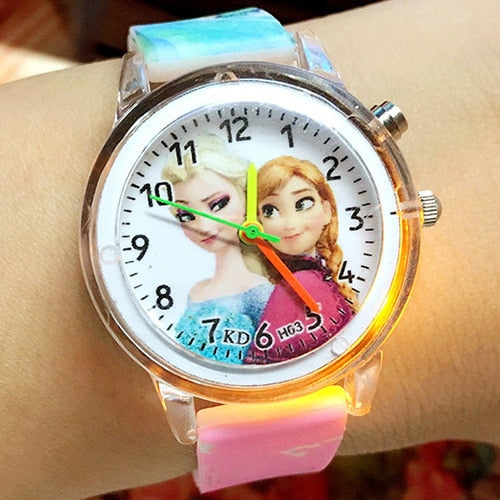 Disney Frozen Kids Watches Spiderman Colorful Light Source Watches Boys Girls Children Party Gift Wristwatch Ladies Watch