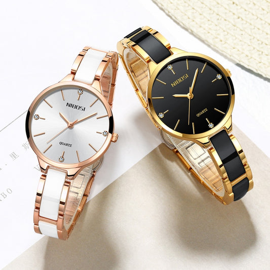 NIBOSI Relógio de Pulso Feminino com Pulseira de Cerâmica Relógio Feminino Relógio Criativo Feminino Relogio Feminino Montre Femme