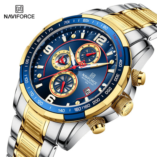 2022 NAVIFORCE Business Men Watch inoxidável à prova d'água Date Sport Quartz Watch For Men Steel Strap Relógio masculino