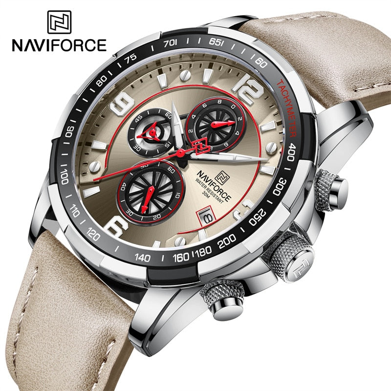 2022 Top Brand Luxury NAVIFORCE Fashion Watch For Men Multifuncional Sport Luminous Mans Quartz Leather Leather Watches Relógio masculino