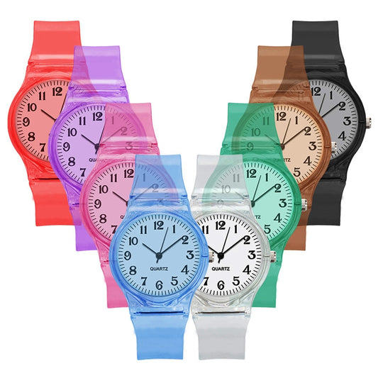 Colorful Children Watch Simple Applicable Transparent Student Watch Factory Wholesale Relógios Para Estudantes